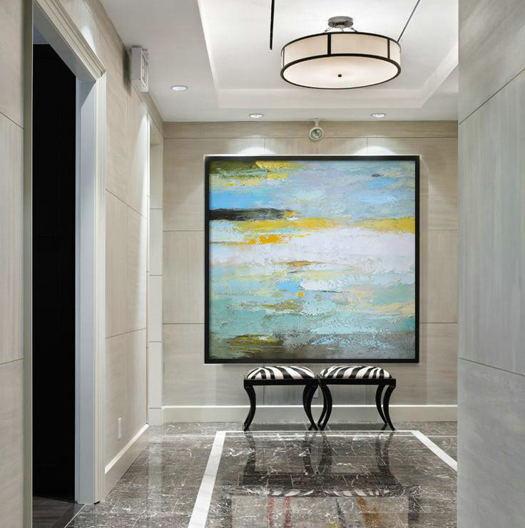 Huge Abstract Painting On Canvas,Oversized Contemporary Art,Xl Large Canvas Art,White,Green,Yellow.etc